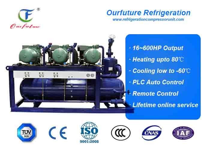 unités de réfrigération de 100hp R404a 2* 50hp pour les chambres froides, chaîne du froid logistique